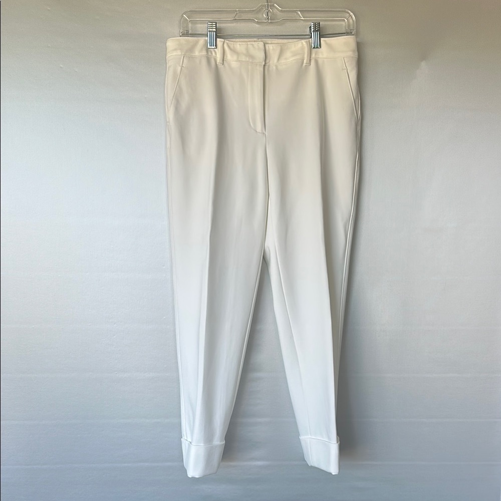 WHBM Cropped White The Girlfriend Pants Size 6 Cuffed Knit Stretch